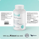 BioSil 120 vegetarian capsules label with ingredients, dosage, gluten-free, vegan and non-GMO certifications