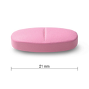 A bottle of Jamieson 100% Complete Multivitamin for Women 50+ with 115 caplets. The label is predominantly pink and green with text detailing the product's purpose and contents.