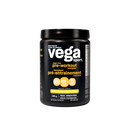 A container of Vega Sport Sugar-Free Lemon Lime pre-workout supplement powder.
