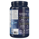 Vega Sport Protein Mocha alongside workout gear: The protein tub is placed next to a dumbbell and a yoga mat, symbolizing its role in post-workout recovery and muscle support.