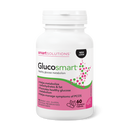 Close-up of Smart Solutions Glucosmart VCaps packaging alongside capsules, highlighting a natural formula for glucose management.