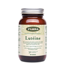A bottle of Flora Lutein 370 mg dietary supplement with 30 VCaps. The label shows the product name and the number of capsules per container.