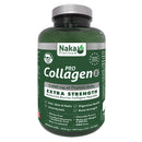 A bottle of Naka Pro Collagen Bovine Extra Strength supplements with 150 capsules, marked as gluten-free and non-GMO.