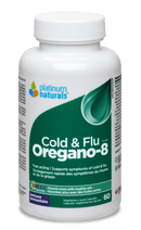 Close-up of Platinum Oregano-8 Cold & Flu VCaps, designed for alleviating cold symptoms and boosting immunity.