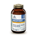 A bottle of Purica Pet Recovery SA Extra Strength powder with a label that indicates it is a whole body health and pain relief supplement for pets.