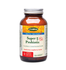 Image of Flora Super Adult Probiotic 10 Billion Viable Cells (120 VCaps) – A brown glass bottle with a white and green label, featuring Flora branding and details about the 10 billion viable cells per capsule.