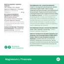 Close-up of Vitasave Magnesium L-Threonate label, showing dosage information (48mg) and product benefits in a professionally designed health supplement bottle.