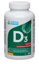 Platinum Vitamin D3 2500 IU Extra Strength Softgels bottle, showcasing the supplement packaging and label.