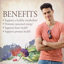 Close-up of Garden of Life MyKind Organics Men's Once Daily Multivitamin (60 tablets), made with organic whole food ingredients for optimal health.