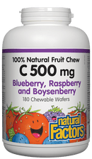 Factors C Natural Fruit Chews 500 mg - Blueberry, Raspberry & Boysenberry Chewable Wafers Image 2