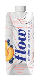 Flow Alkaline Spring Water - Organic Peach + Blueberry 500 mL Image 1
