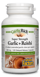 Natural Factors GarlicRich Garlic + Reishi Super Strength 300 mg 120 Capsules Image 1