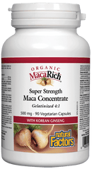 Natural Factors Organic Super Strength Maca Concentrate Gelatinized 4:1 500 mg 90 VCaps Image 1