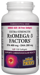 Natural Factors RxOmega-3 Extra Strength 600 mg EPA/DHA BONUS SIZE 150 Softgels Image 1