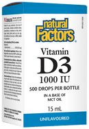 Natural Factors SunVitamin D3 1000 IU 25 mcg Drops 15 mL Image 1
