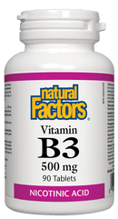 Natural Factors Vitamin B3 Nicotinic Acid 500 mg 90 Tablets Image 1
