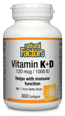 Natural Factors Vitamin K D 120 mcg & 1000 IU Softgels Image 3