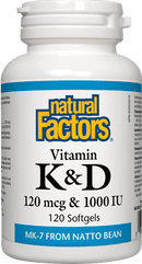 Natural Factors Vitamin K D 120 mcg & 1000 IU Softgels Image 2